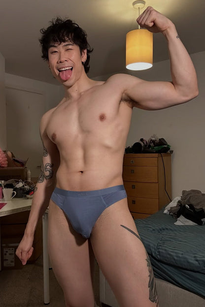 JJ Malibu Men's Premium Modal Scrunch-Back CHEEKY Brief - Dusty Blue