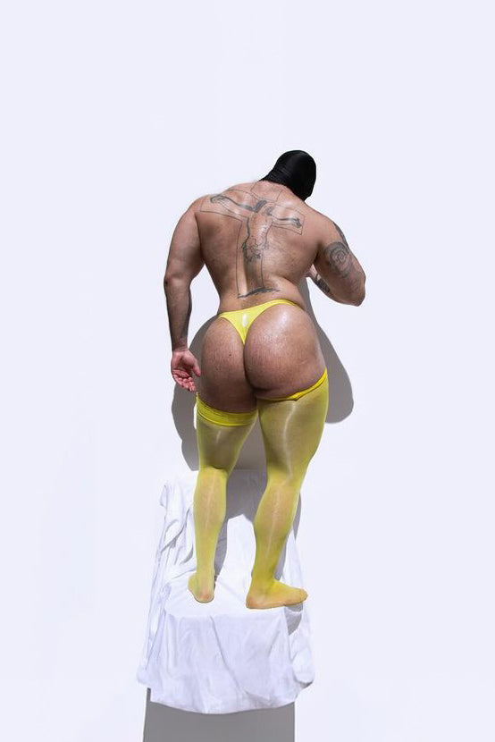 JJ Malibu Men's Allure Roll-Up Stockings - Banana Yellow