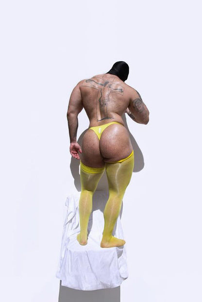 JJ Malibu Men's Allure Roll-Up Stockings - Banana Yellow