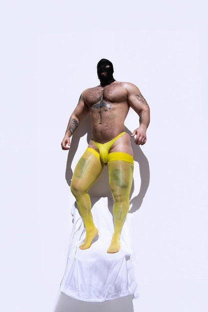 JJ Malibu Men's Allure Roll-Up Stockings - Banana Yellow