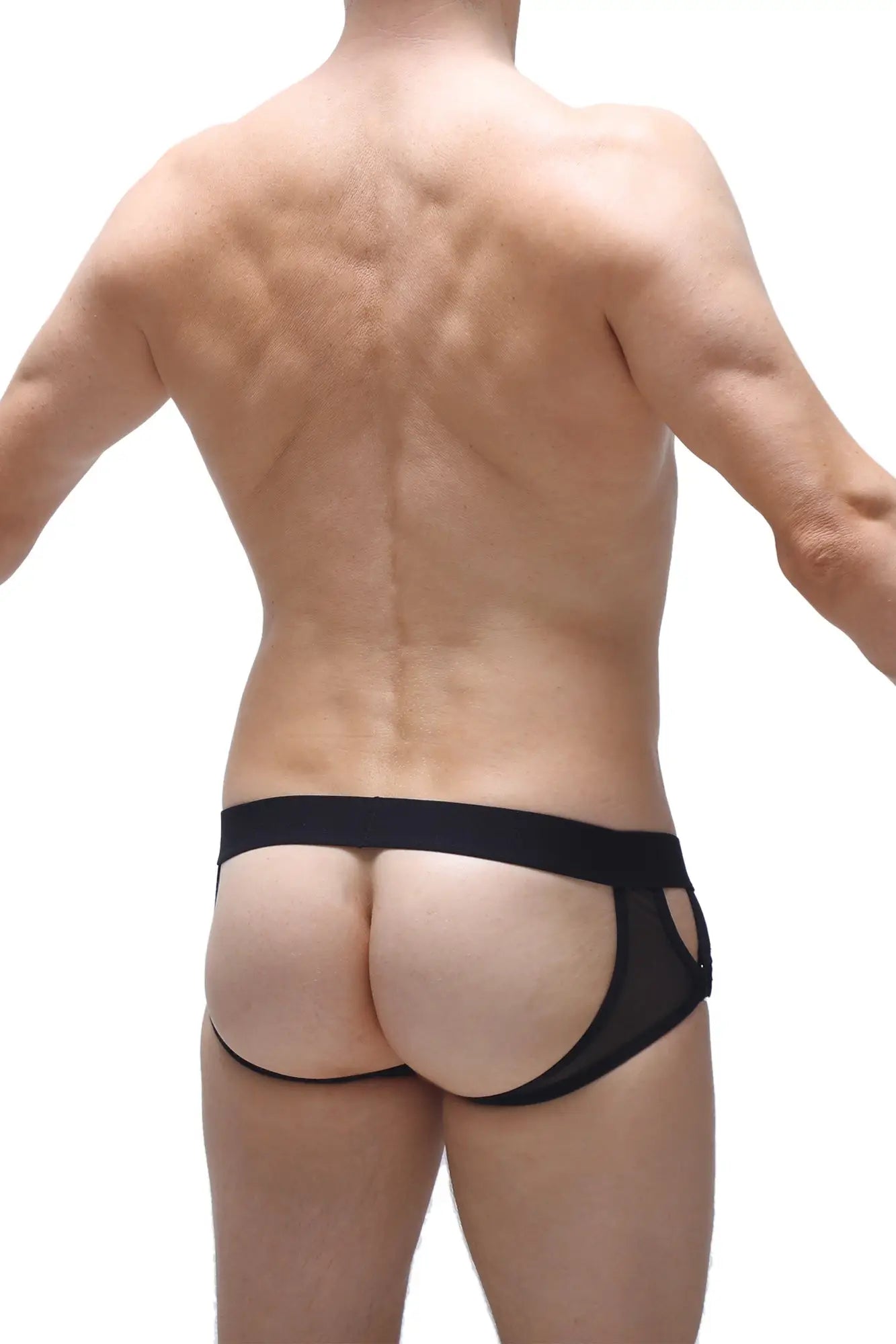 Black mesh briefs jockstrap chery black with a solid waistband for breathable supportive wear