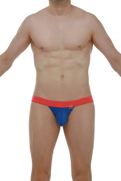 Blue and red snug fit athletic briefs made of modal fabric in the jockstrap linthe blue collection