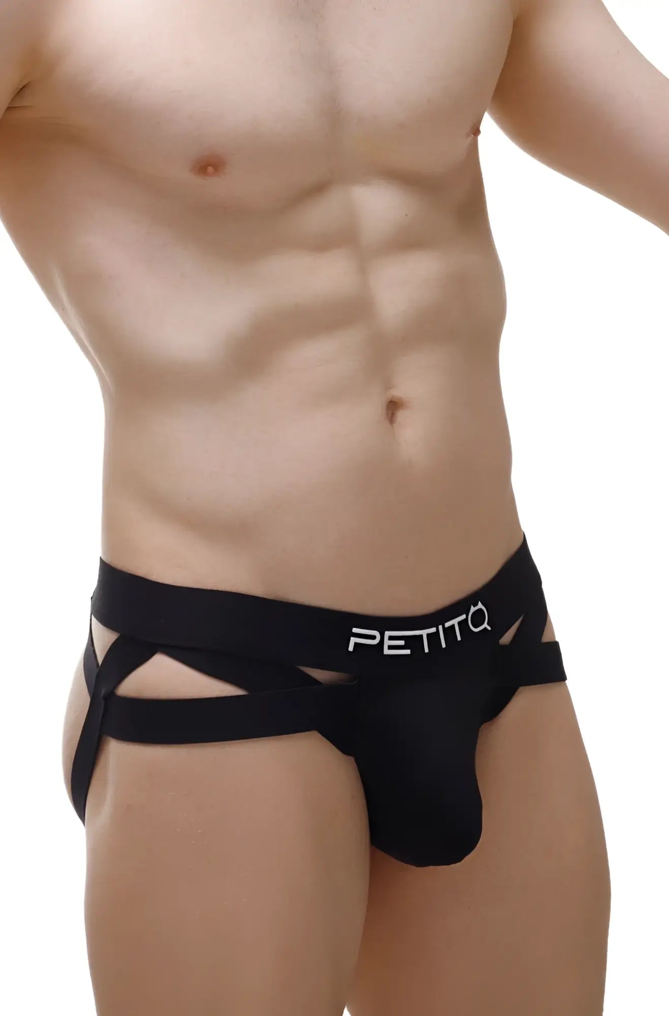 Black petitq jockthong bost briefs 2023 with sleek form-fitting design and distinctive crisscross straps