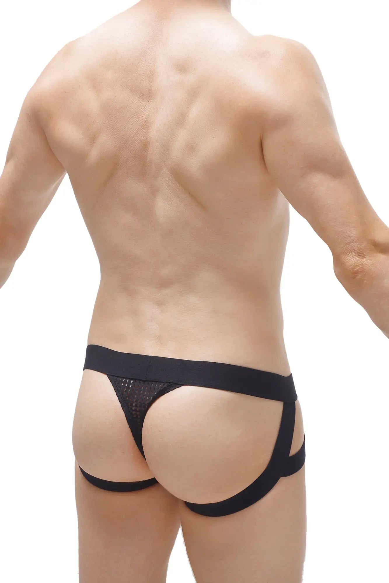 Black mesh jockthong briefs mijoux durtol with wide elastic waistband and side straps for comfortable wear