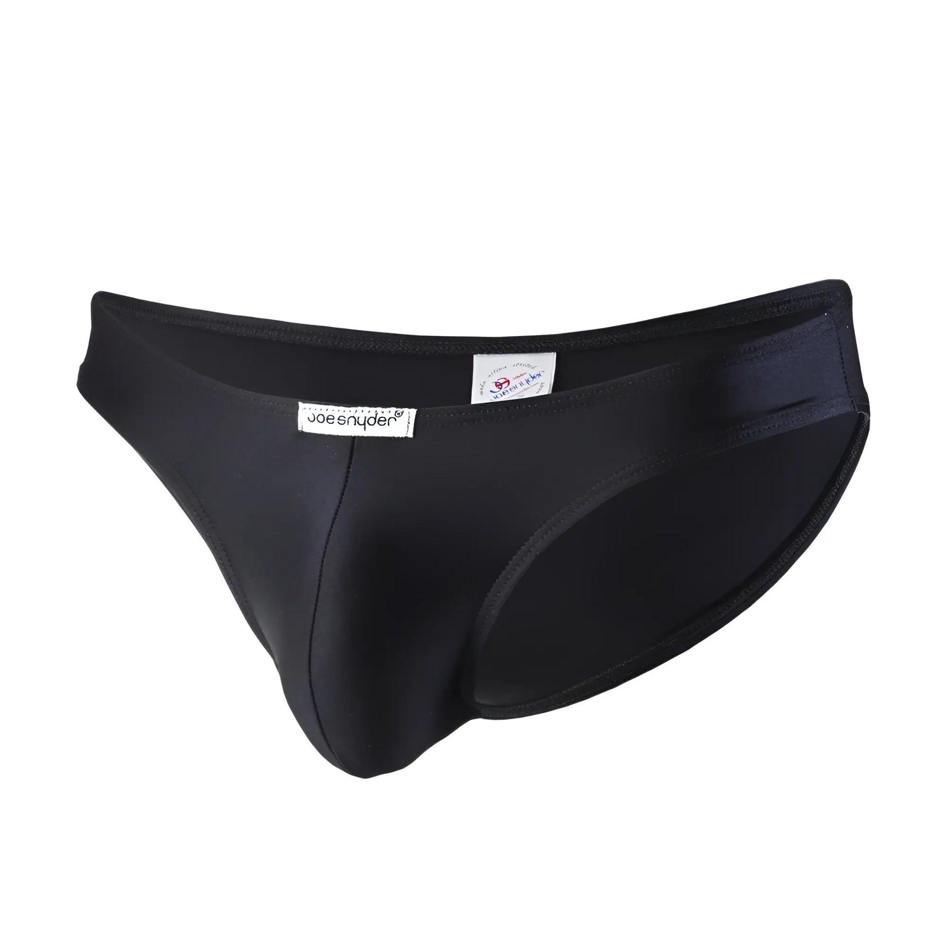 Black joe snyder bikini classic polyester men’s briefs with smooth form-fitting fabric and sleek minimalist design