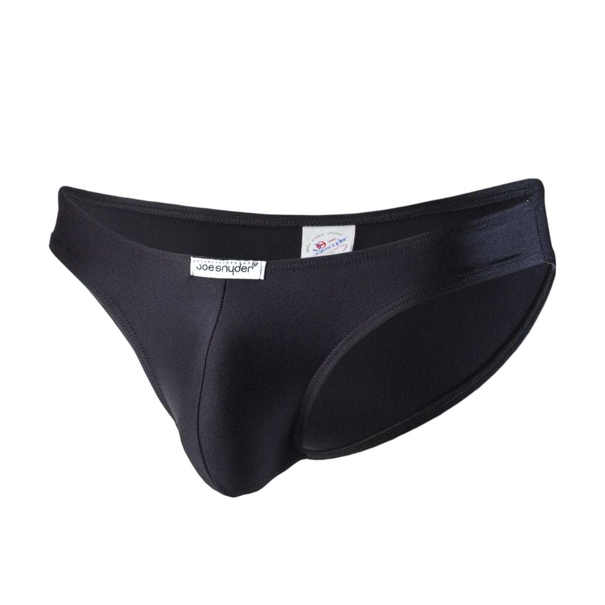 Black joe snyder bikini classic polyester men’s briefs with smooth form-fitting fabric and sleek minimalist design