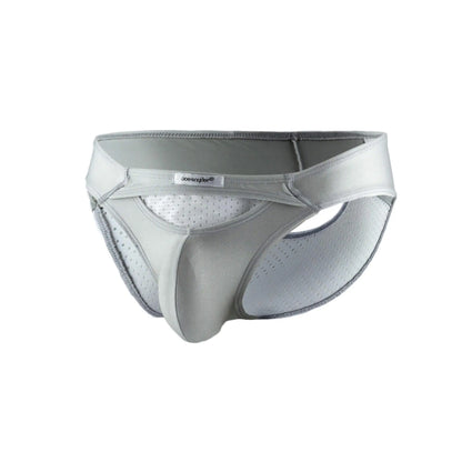 Gray joe men’s briefs with a supportive contoured design and perforated mesh panels for breathability in joe snyder bikini sexiest