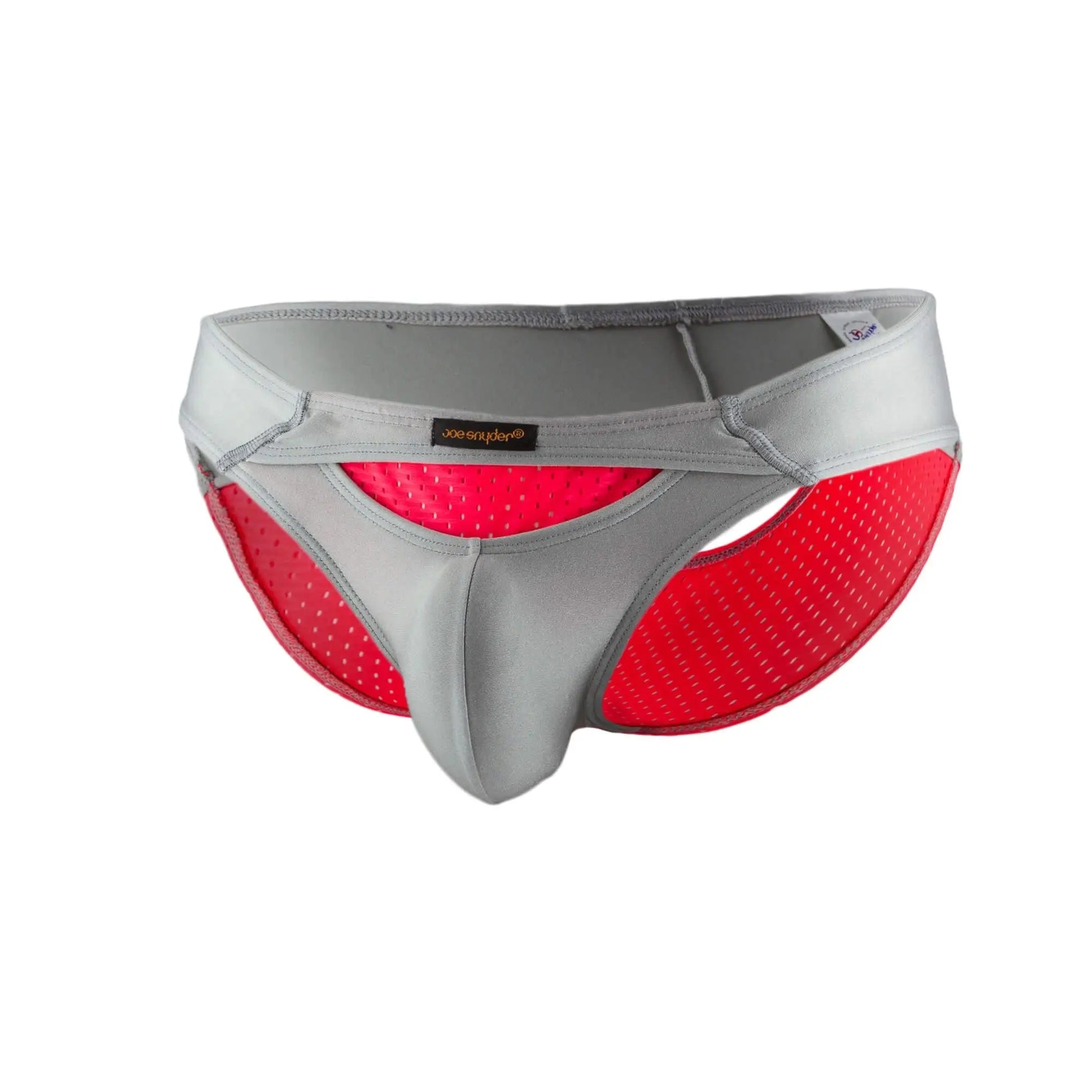 Gray and red mesh joe snyder bikini sexiest briefs with a supportive contoured design for enhanced comfort