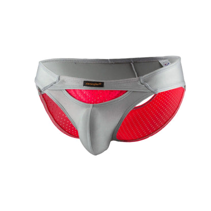 Gray and red mesh joe snyder bikini sexiest briefs with a supportive contoured design for enhanced comfort