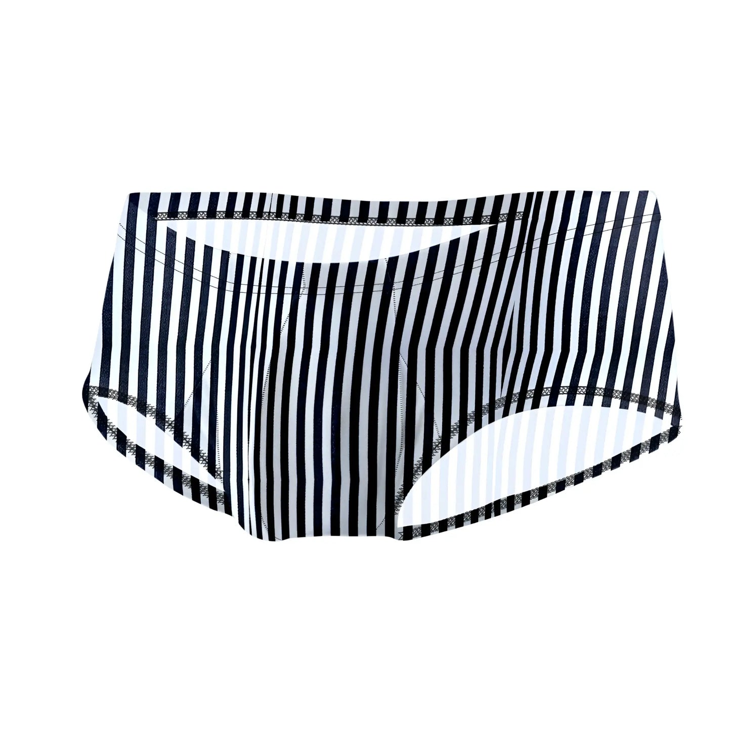 Joe Snyder Bulge Boxer striped black and white men’s briefs with subtle textured trim along the edges
