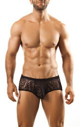 Black lace men’s briefs joe snyder bulge boxer showcasing sheer lace fabric and supportive fit for men’s underwear