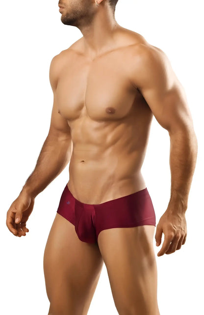 Maroon Joe Snyder Bulge Boxer athletic briefs with a snug fit designed for support and comfort