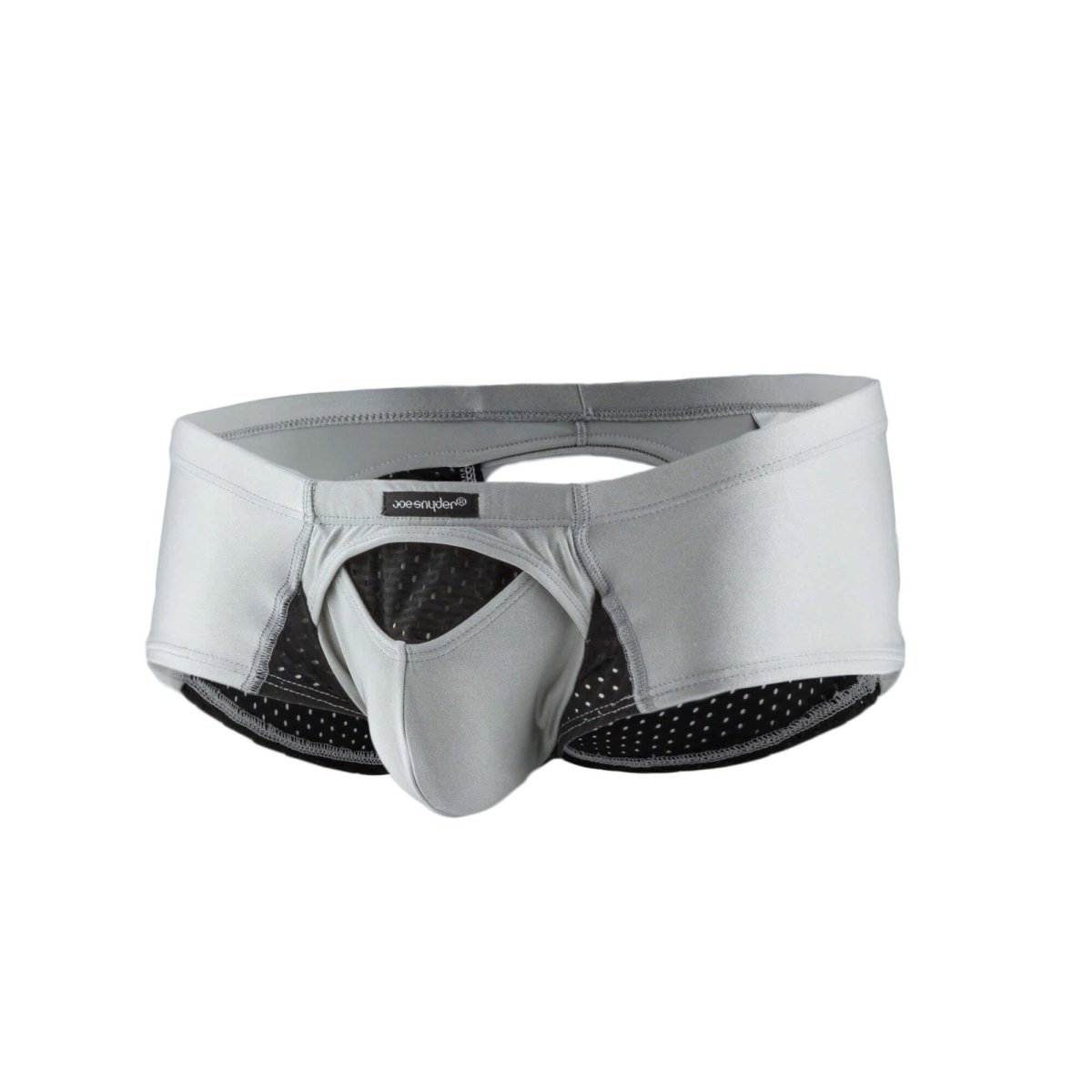 Gray joe snyder cheek sexiest men’s briefs with black mesh interior and branded waistband label