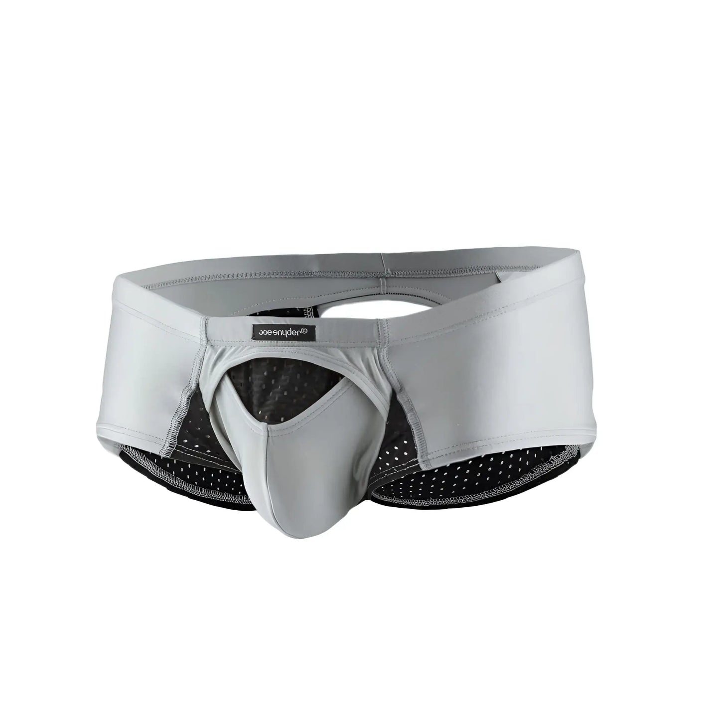 Gray joe snyder cheek sexiest men’s briefs with black mesh interior and branded waistband label