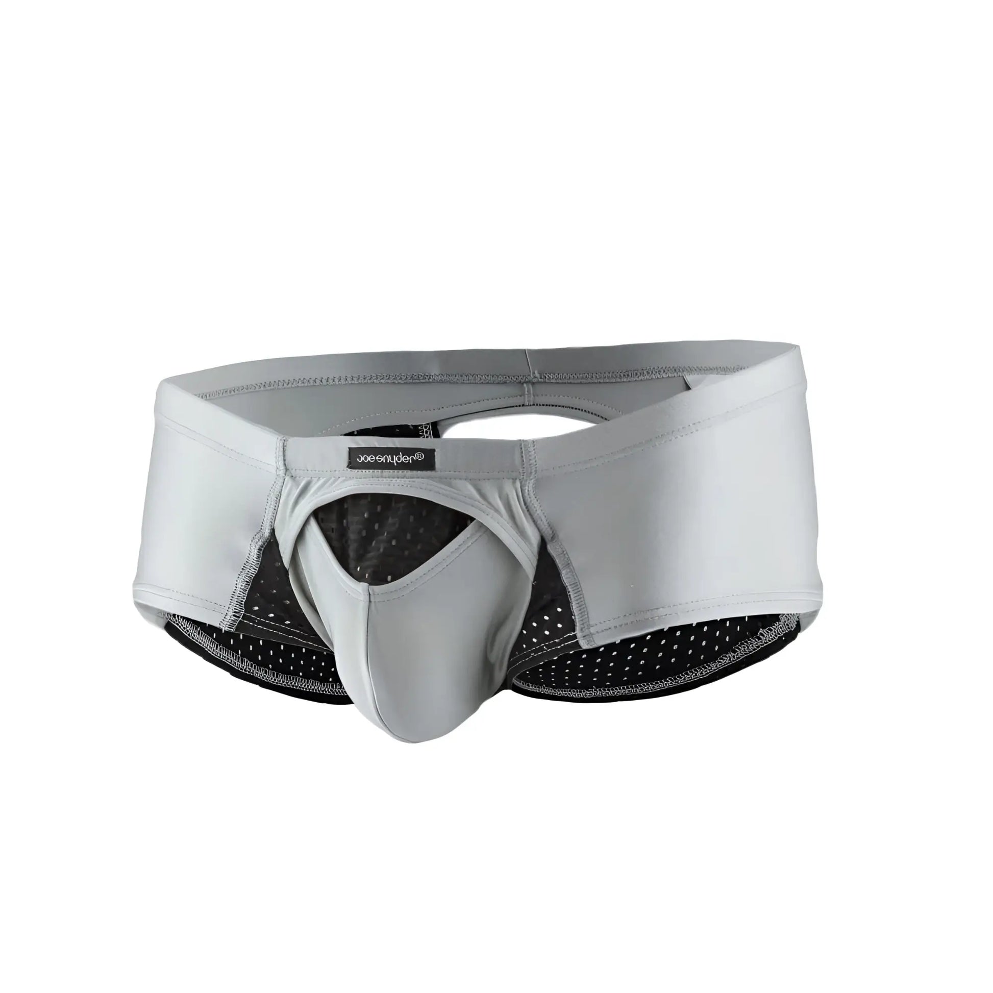 Gray joe snyder cheek sexiest men’s briefs with black mesh interior and branded waistband label