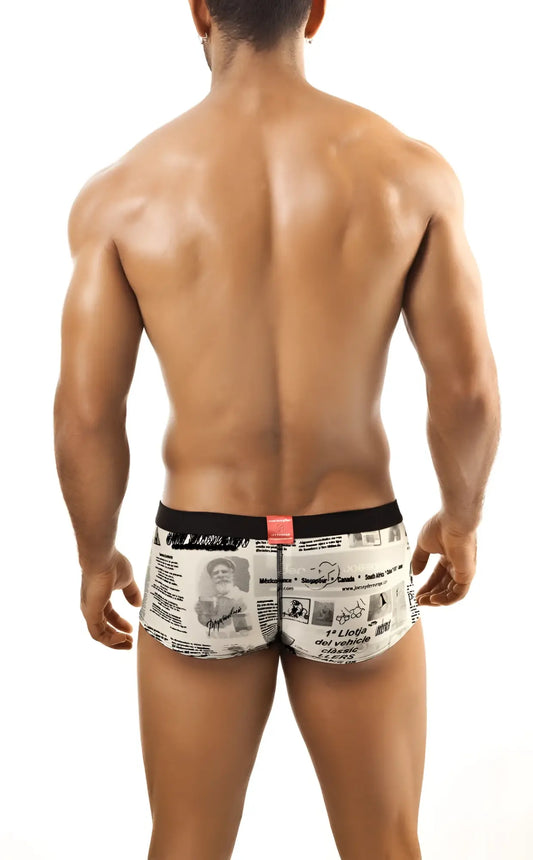 Joe snyder expression boxer jsxps01 black and white printed boxer briefs with red waistband tab for everyday wear