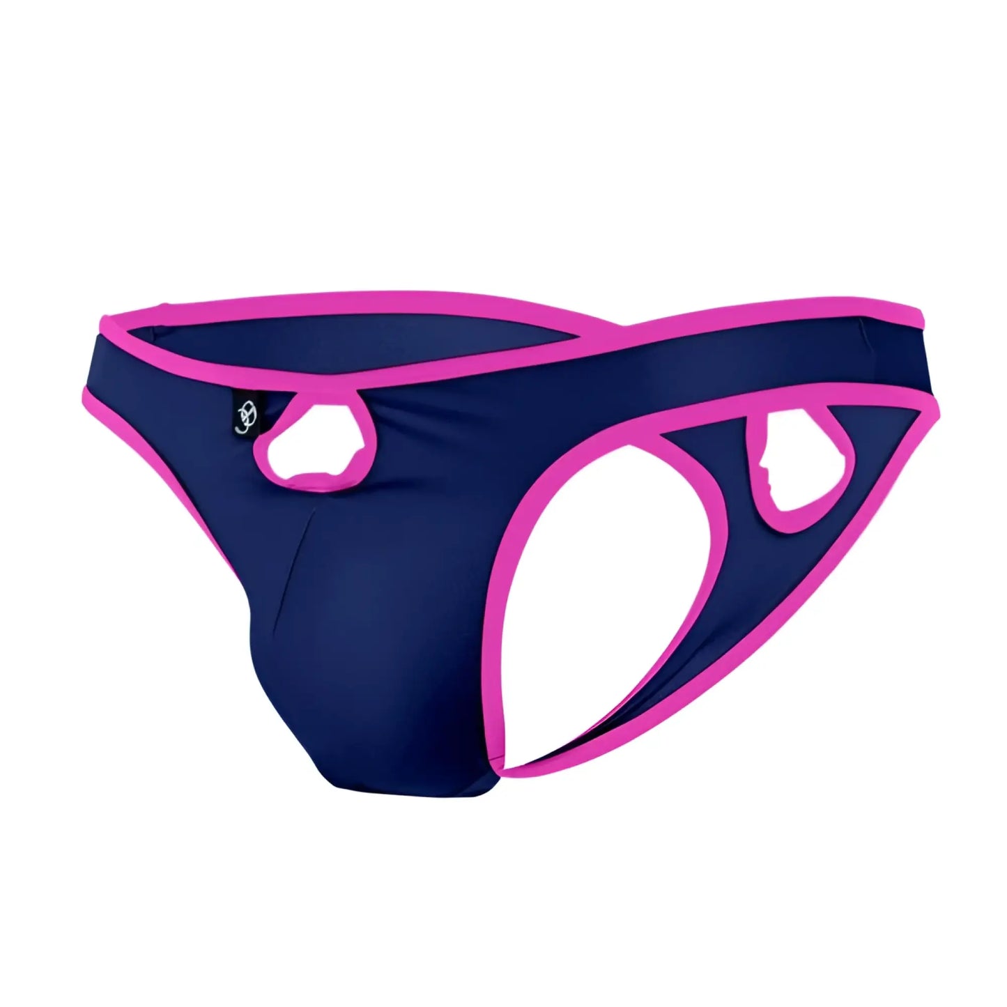 Navy blue and pink cutout swim trunks with a sleek modern design from joe snyder holes thong outlet