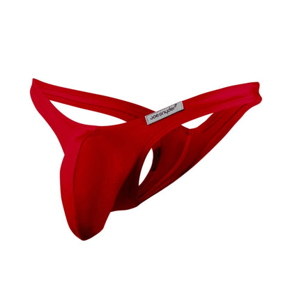 Red Joe Snyder maxi bulge thong in sleek form-fitting design with smooth fabric shown from the back side