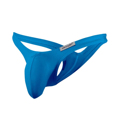 Bright blue joe snyder maxi bulge thong made of smooth stretchy fabric with sleek modern design
