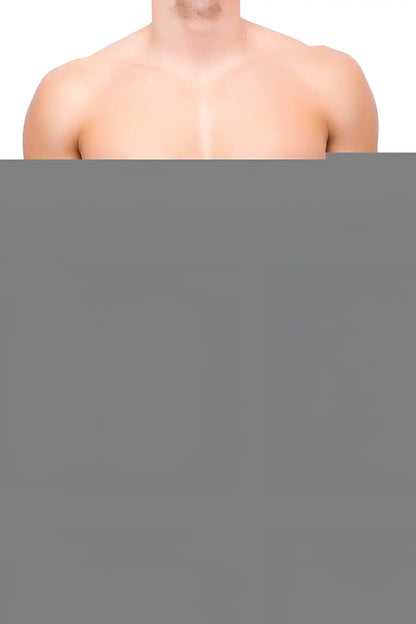 A man with a bare muscular upper torso modeling the joe snyder mini cheek underwear against a white background