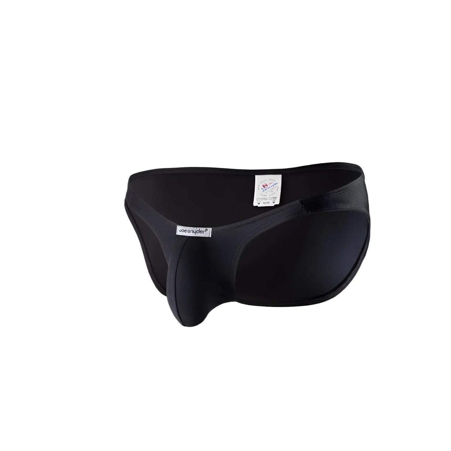 Black joes men’s briefs in black polyester with smooth form-fitting design and elastic waistband from joe snyder