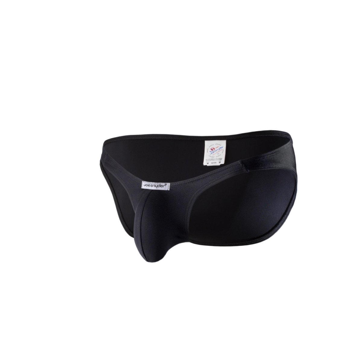 Black joes joe snyder polyester bulge full bikini men’s briefs with smooth form-fitting design and elastic waistband