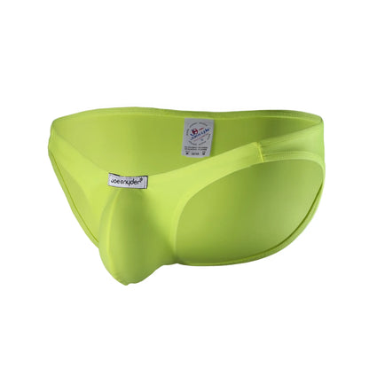 Lime green joe snyder polyester bulge full bikini briefs with smooth form-fitting fabric and central pouch design