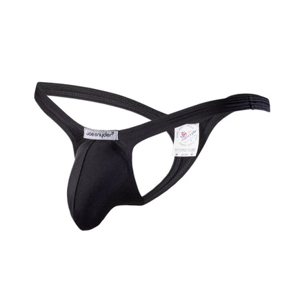 Black joe snyder polyester bulge tanga thong made of smooth stretchy fabric with supportive contoured design