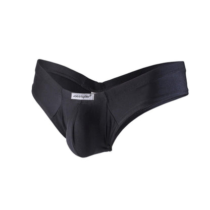 Black joe snyder polyester mini cheek men’s briefs with smooth fabric and supportive pouch design