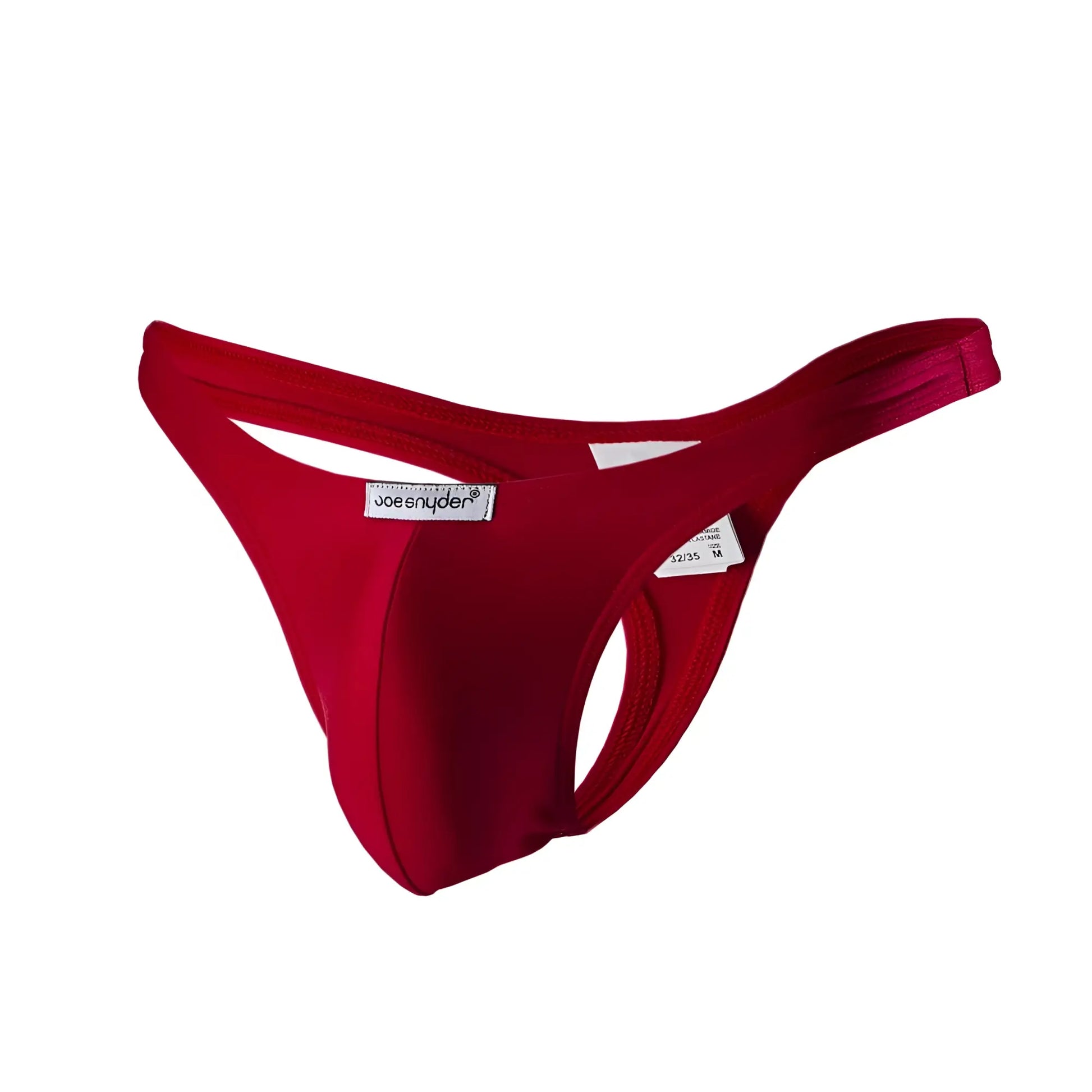 Red joes joe snyder polyester thong in red with a smooth form-fitting design and supportive waistband showing back side