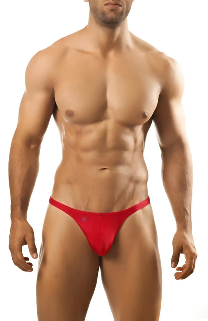 Red thong by joe snyder with small blue logo on the front for comfortable everyday wear