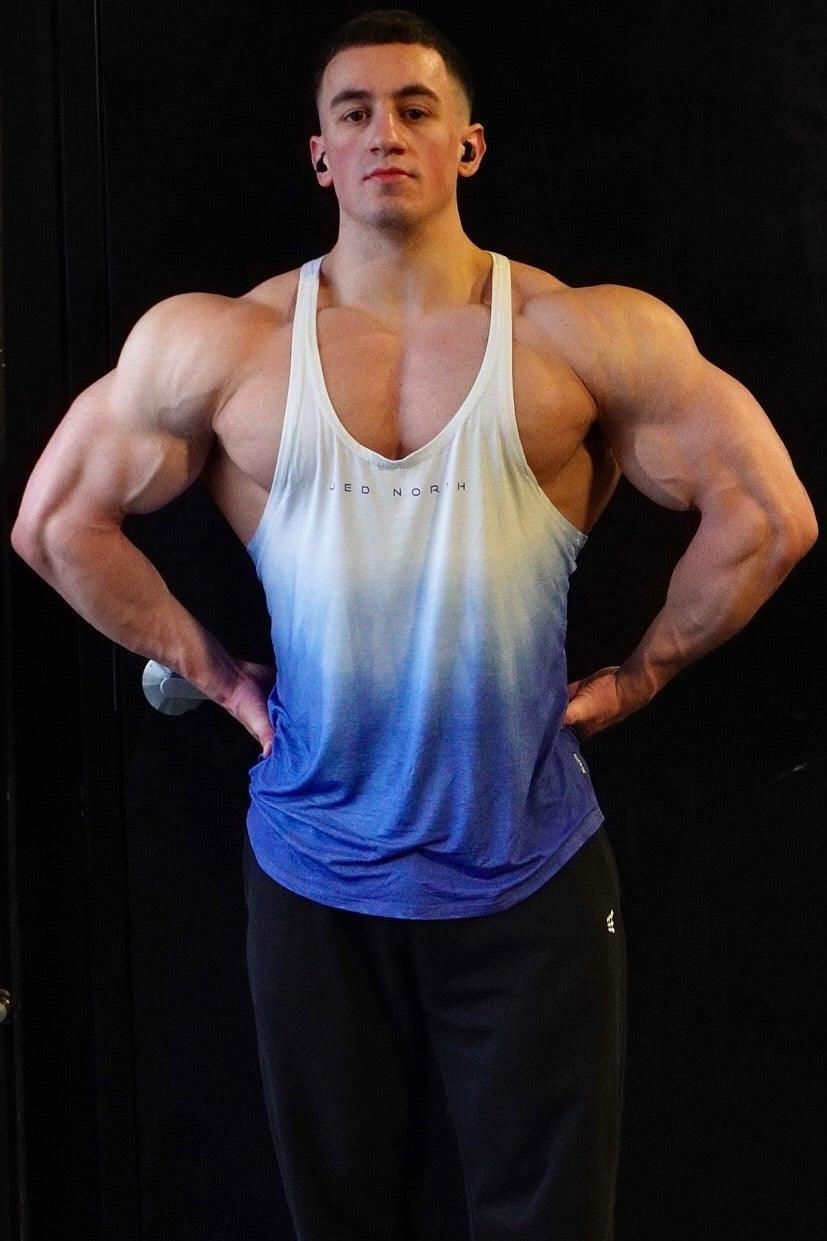 Jed North Men's Classic Bodybuilding Racerback Stringer - Ombre Blue