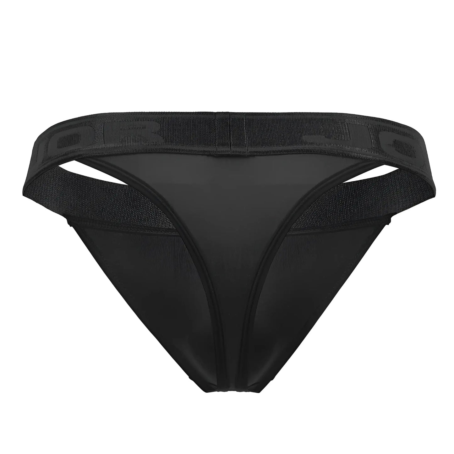 Black jor 2050 element thong briefs with wide textured elastic waistband and embossed branding