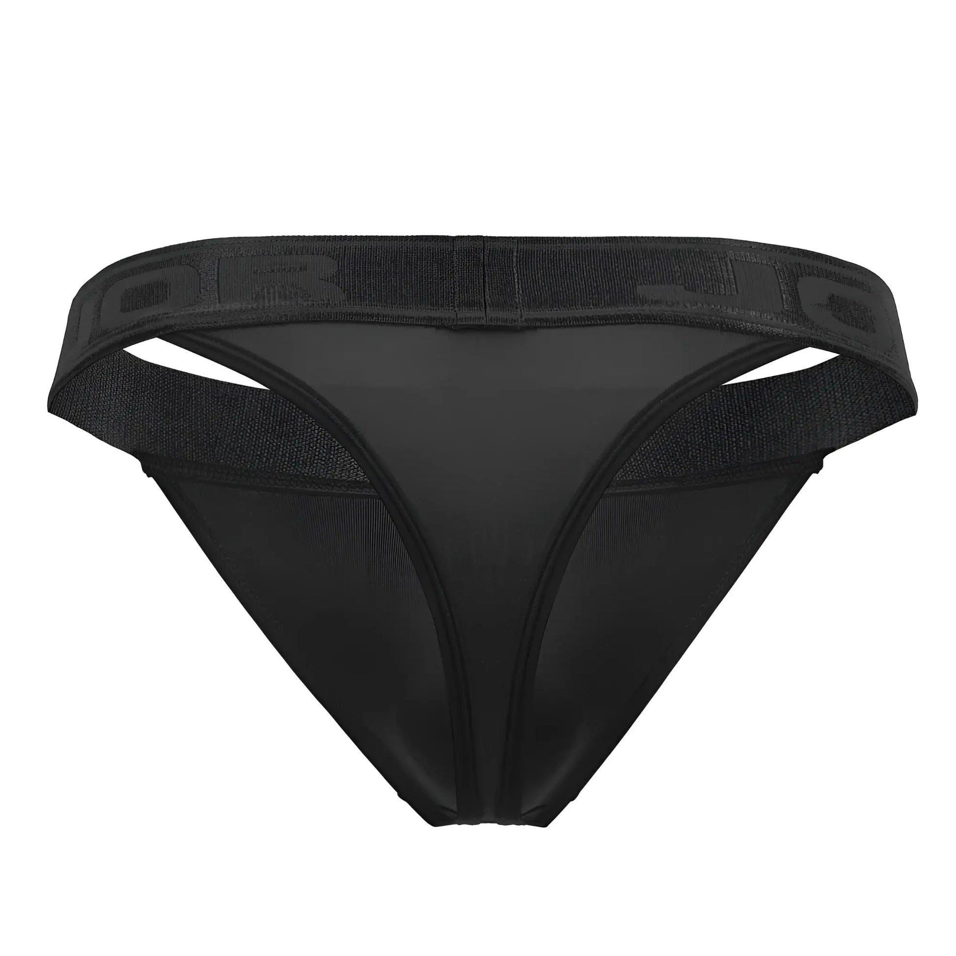 Black jor 2050 element thong briefs with wide textured elastic waistband and embossed branding