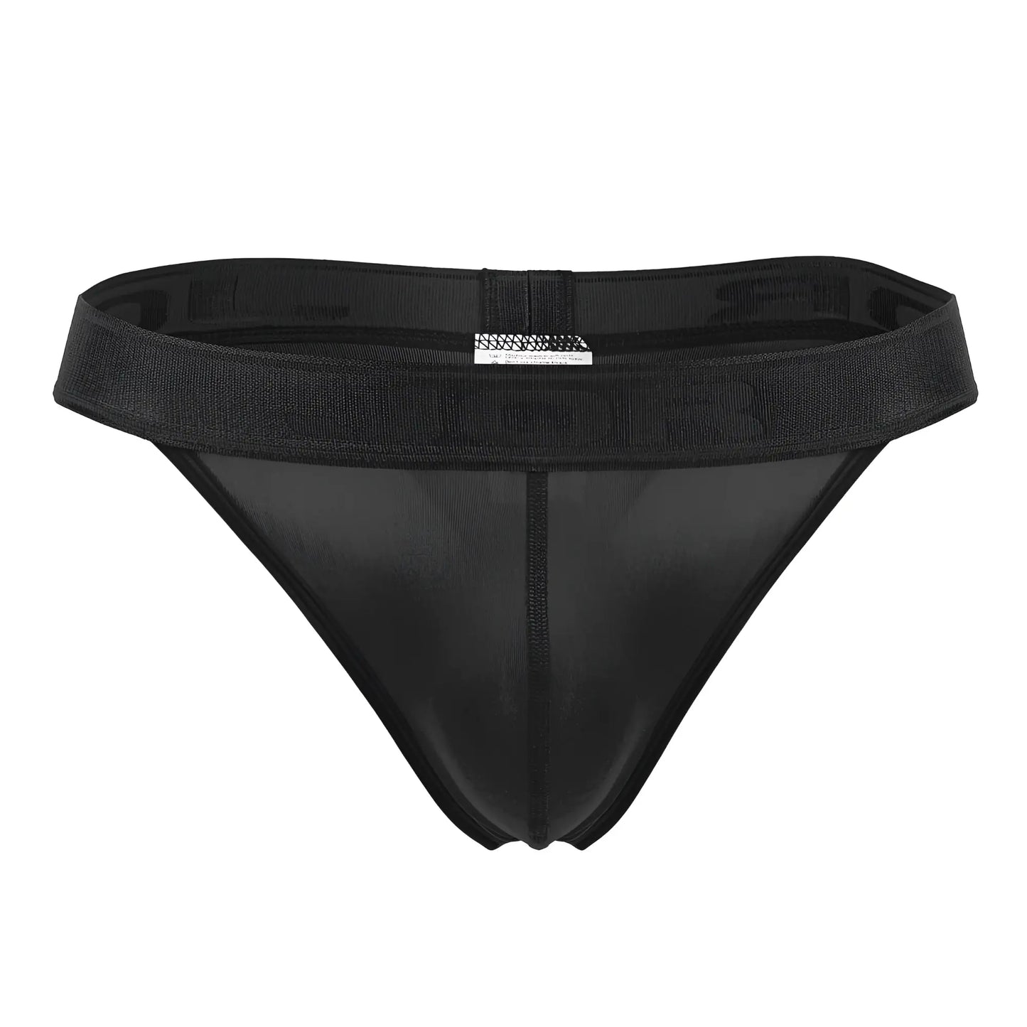 Black mesh thong jor 2050 element thongs with a textured elastic waistband showing the back side view