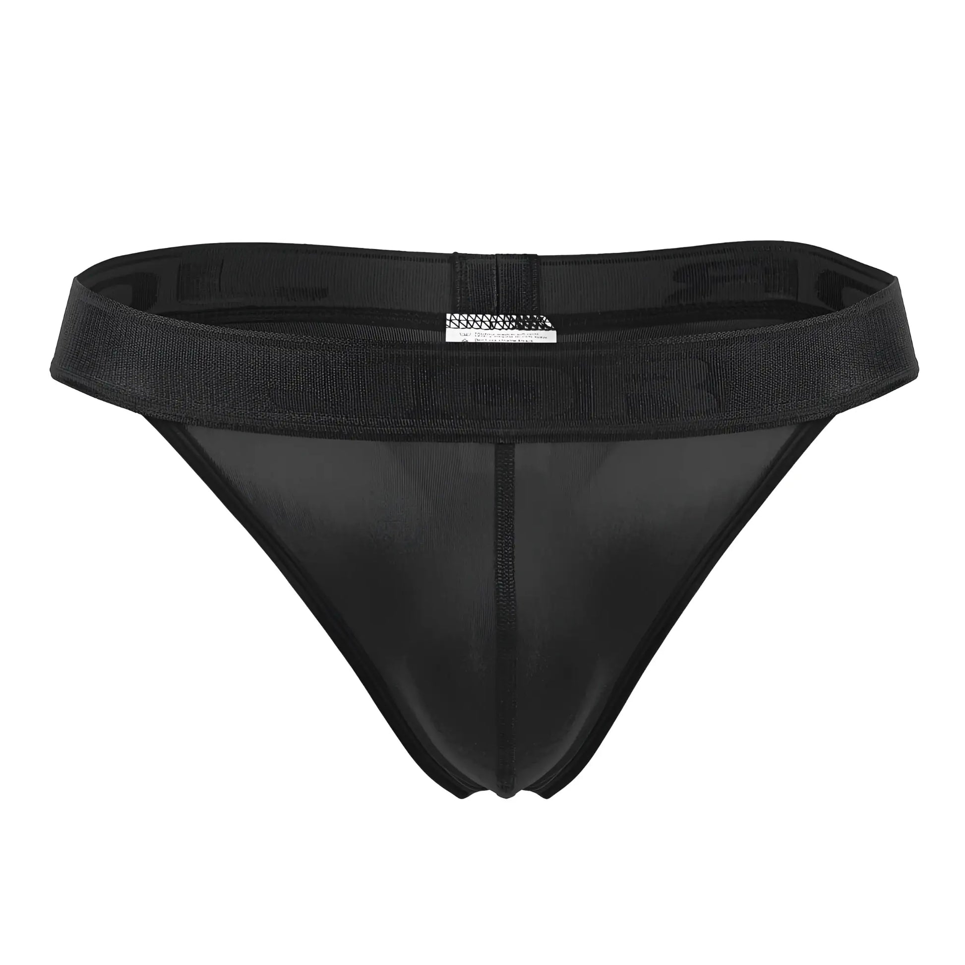 Black mesh thong jor 2050 element thongs with a textured elastic waistband showing the back side view