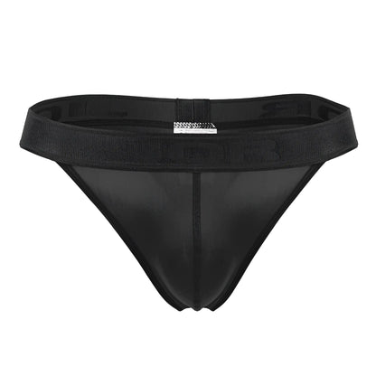 Black mesh thong jor 2050 element thongs with a textured elastic waistband showing the back side view