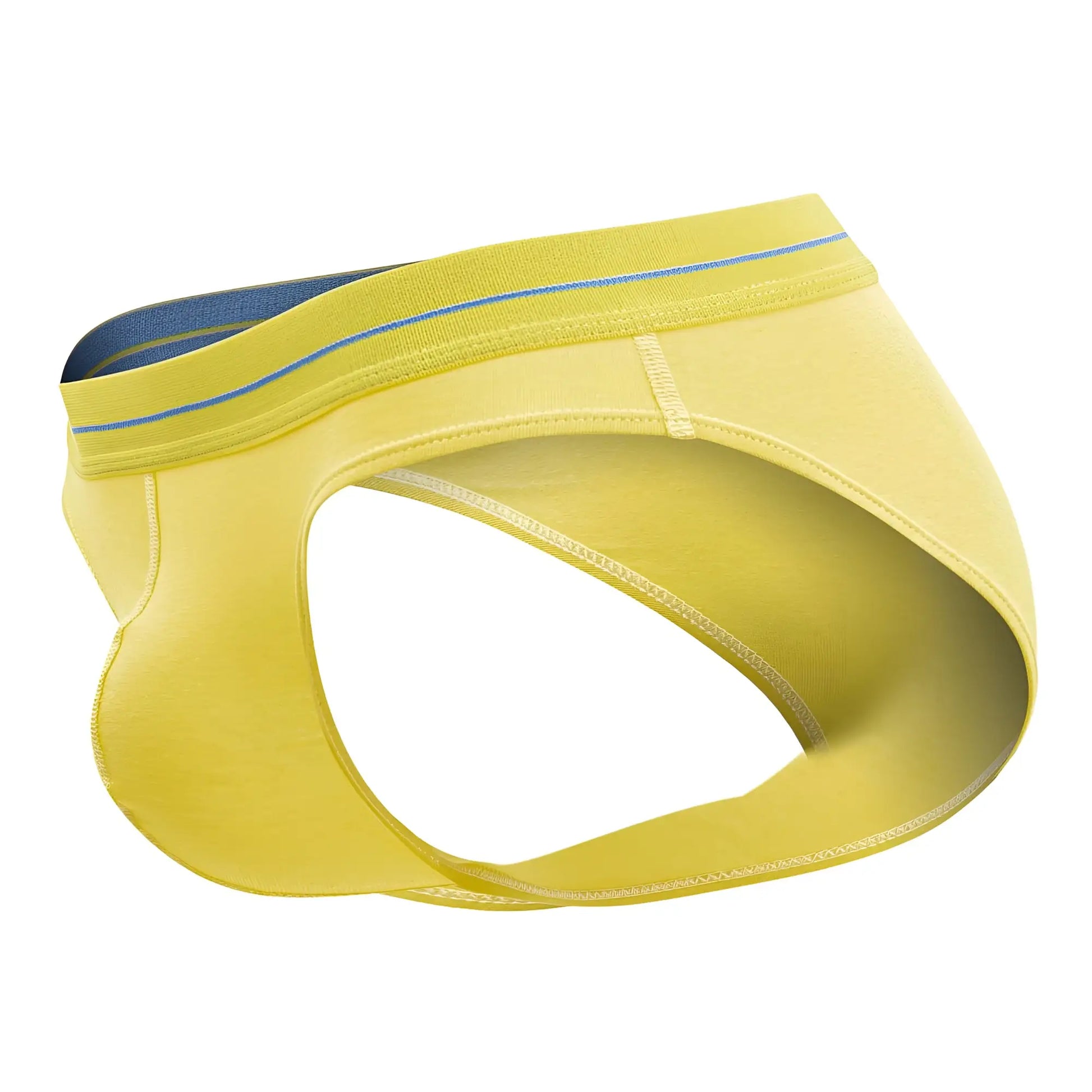 Yellow men’s briefs jor 2053 daily bikini in yellow with blue waistband and subtle stitching details