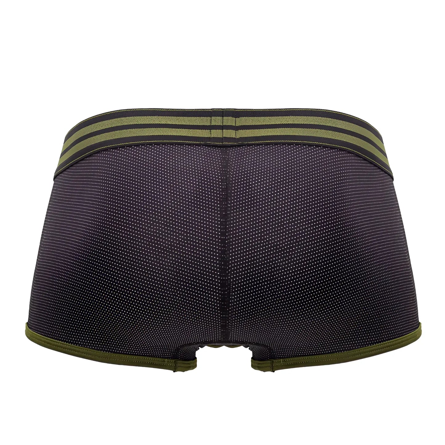 Black jor 2056 college trunks briefs with olive green trim and subtle dotted texture in a comfortable fabric