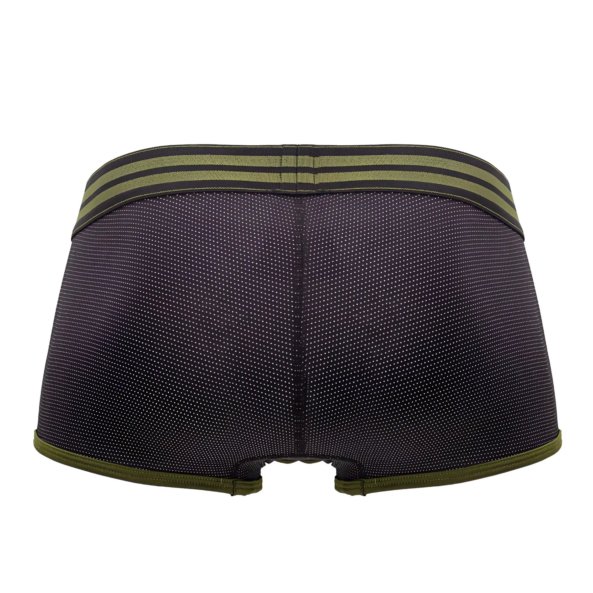Black jor 2056 college trunks briefs with olive green trim and subtle dotted texture in a comfortable fabric