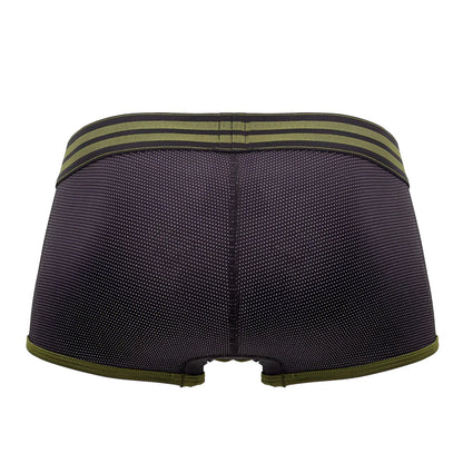 Black jor 2056 college trunks briefs with olive green trim and subtle dotted texture in a comfortable fabric