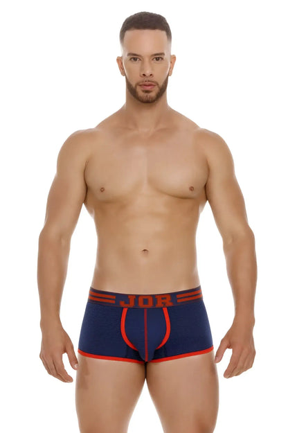 Navy blue jor 2056 college trunks boxer briefs with red trim and branded waistband for comfortable daily wear