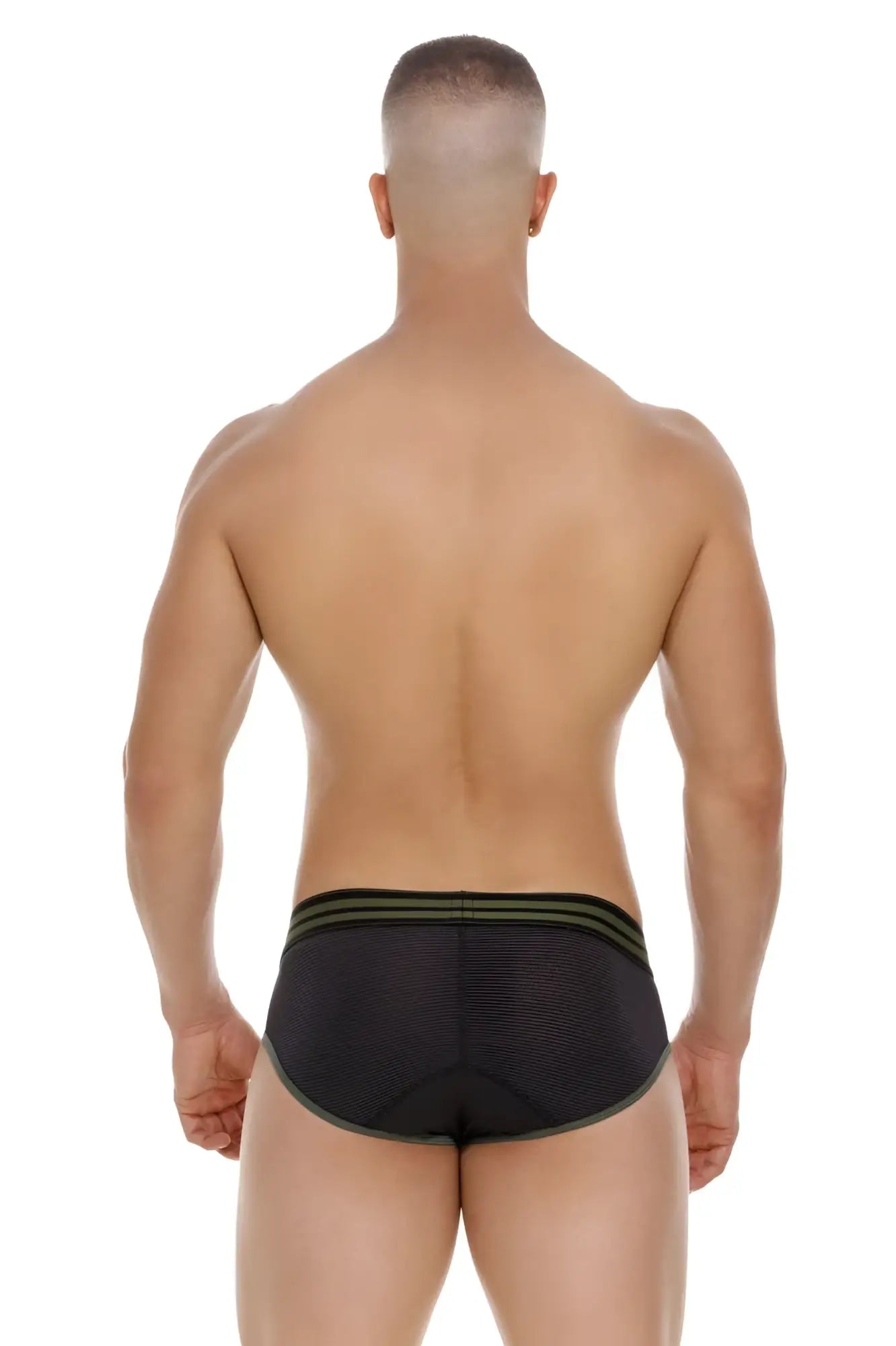 Black jor 2057 college briefs made of mesh with olive green trim for comfortable everyday wear