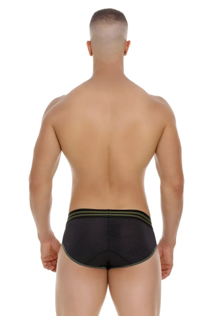 Black jor 2057 college briefs made of mesh with olive green trim for comfortable everyday wear