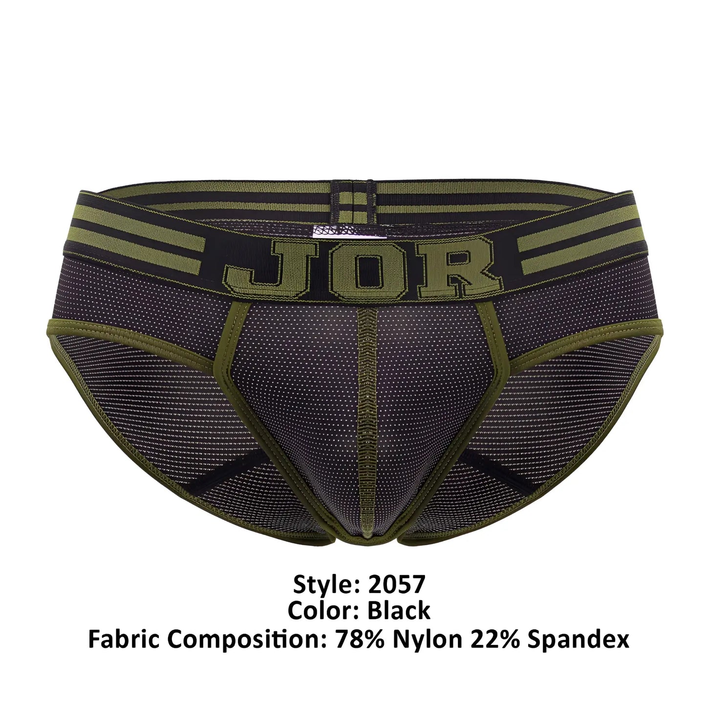 Black and olive green jor 2057 college briefs with breathable mesh fabric for athletic use