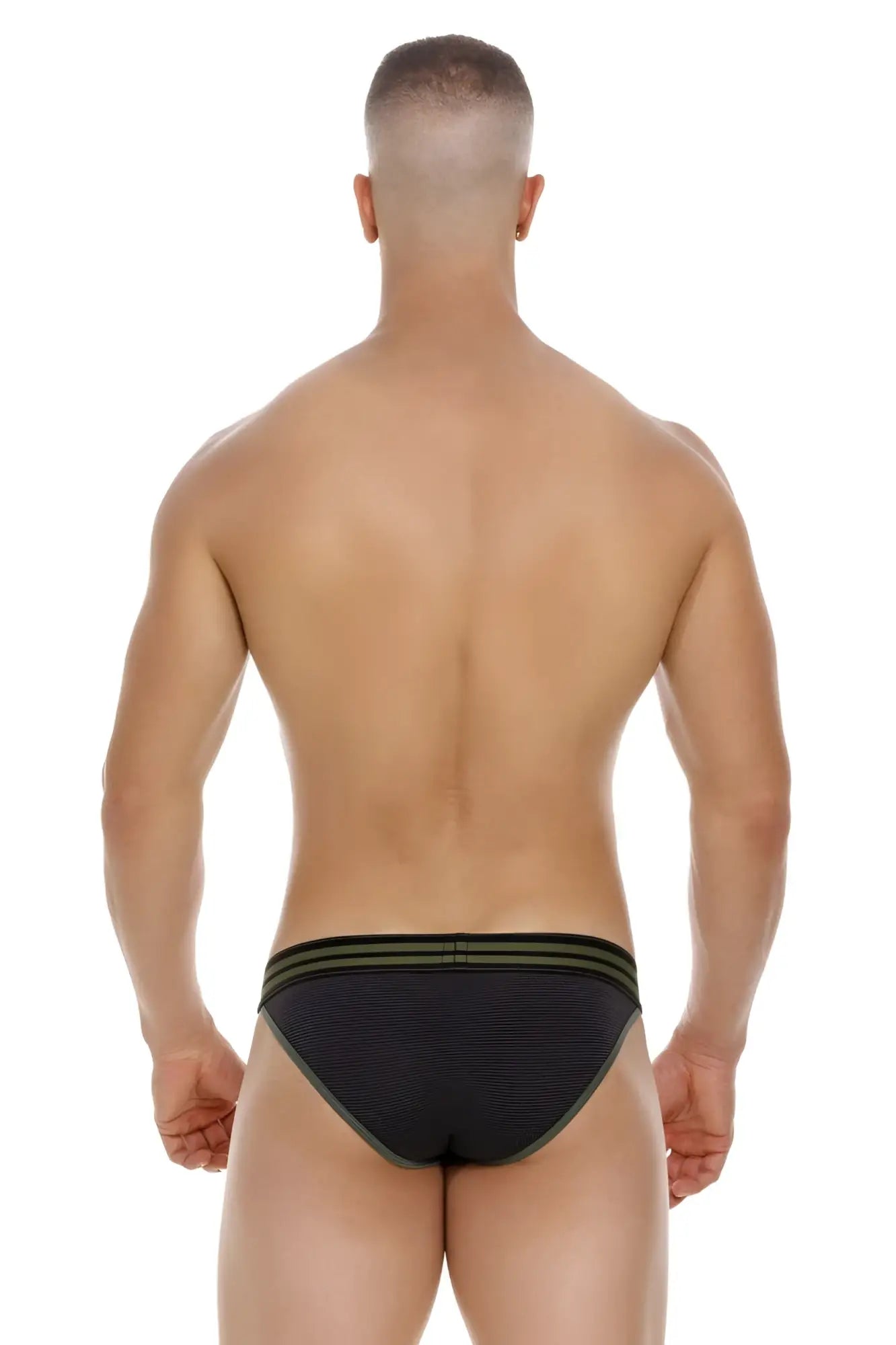 Black textured briefs with olive green trim from jor 2058 college bikini color black collection