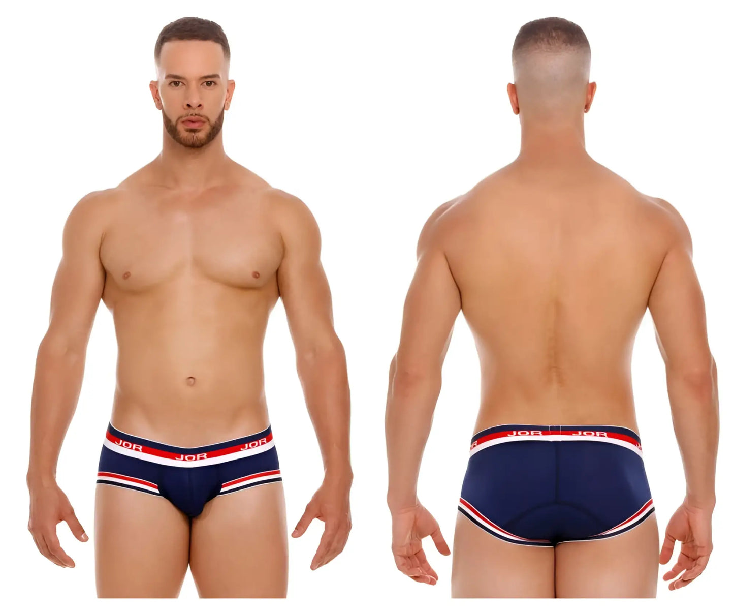 Navy blue JOR 2062 Sailor briefs with red and white striped waistband for comfortable everyday wear