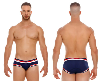 Navy blue JOR 2062 Sailor briefs with red and white striped waistband for comfortable everyday wear