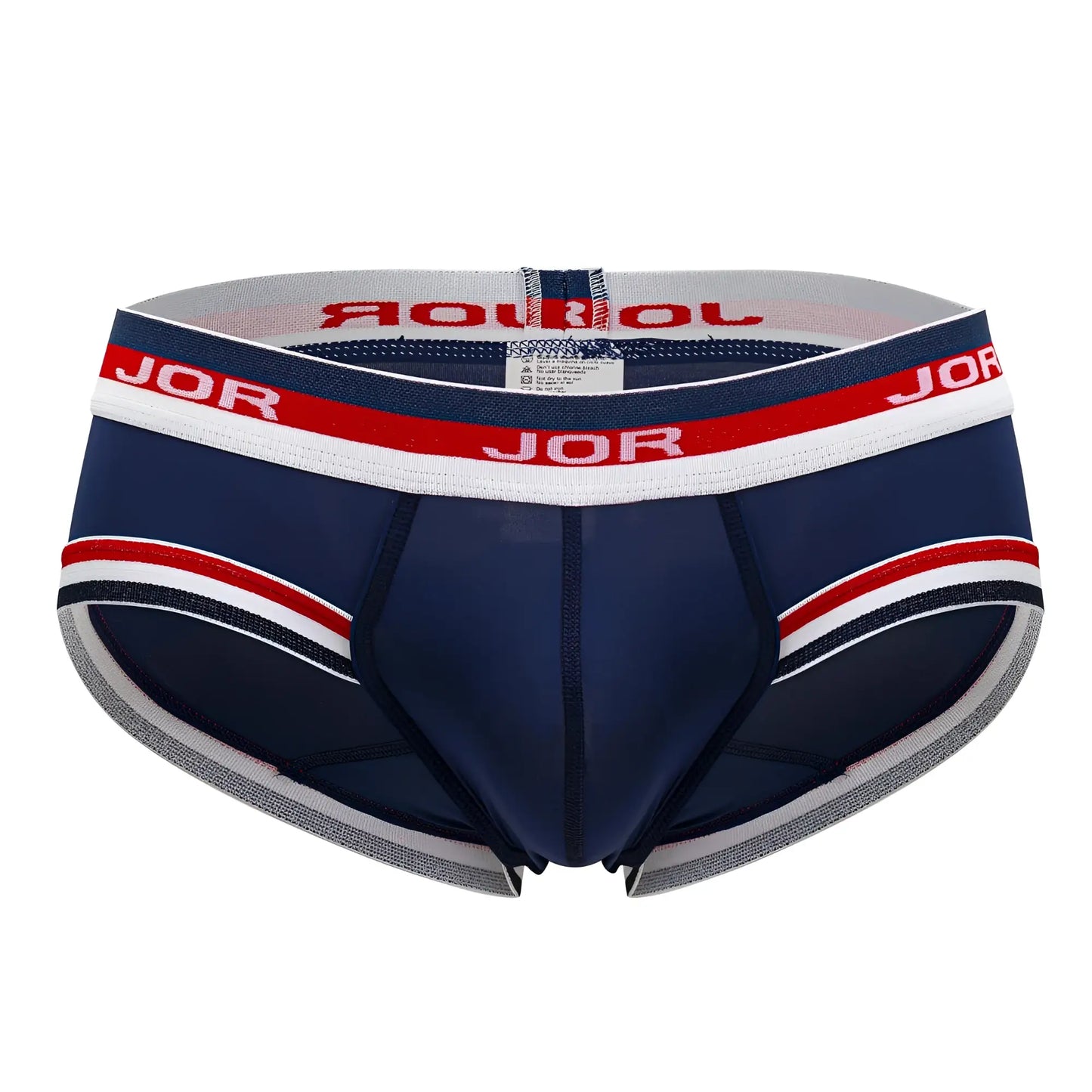 Navy blue jor 2062 sailor briefs with red white striped trim and matching elastic waistband logo for everyday wear