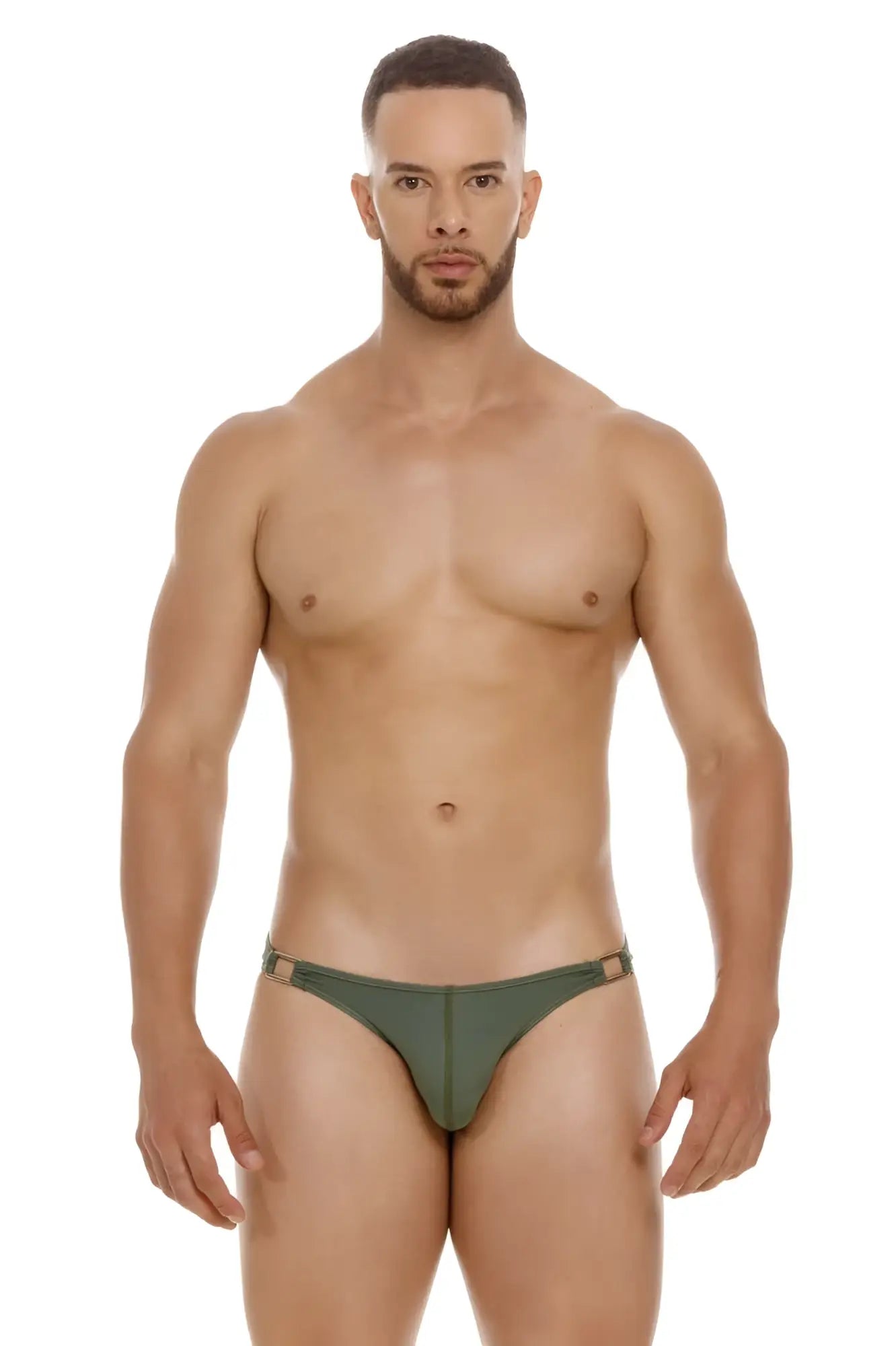 Olive green jor 2072 titan bikini athletic briefs with sleek form-fitting design and subtle side tabs for active wear